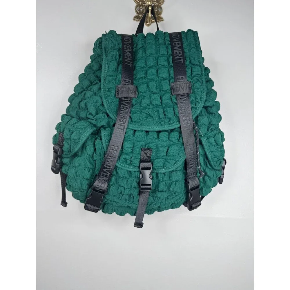 Free People Pucker Up Backpack Forest Green NWT - Picture 3 of 5